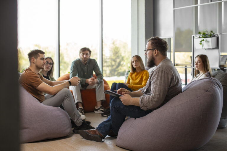 people attending therapy meeting
